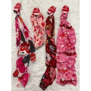 Valentine's Scarves Lot Scarf Set of 4 Gnomes Dogs Cats Love Hearts NWT